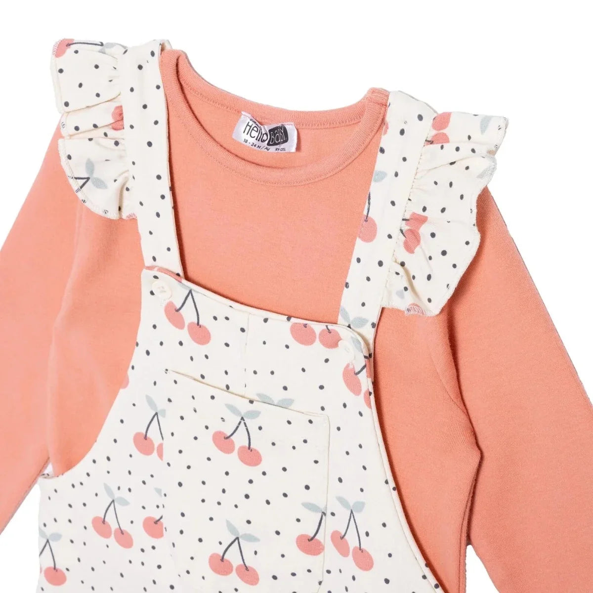 HelloBaby Dungaree-Tshirt - Ecru Printed