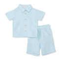 HelloBaby Boys Shirt & Shorts Set Buttoned Little Sailor Shirt Collar Above the Knee Short Sleeve - Blue