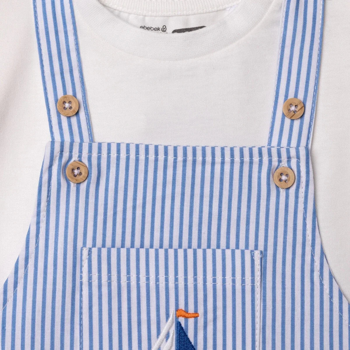 HelloBaby Boys Dungarees & T-shirt Nautical Print Buttoned Little Sailor Crew Neck Above the Knee Sh - Blue