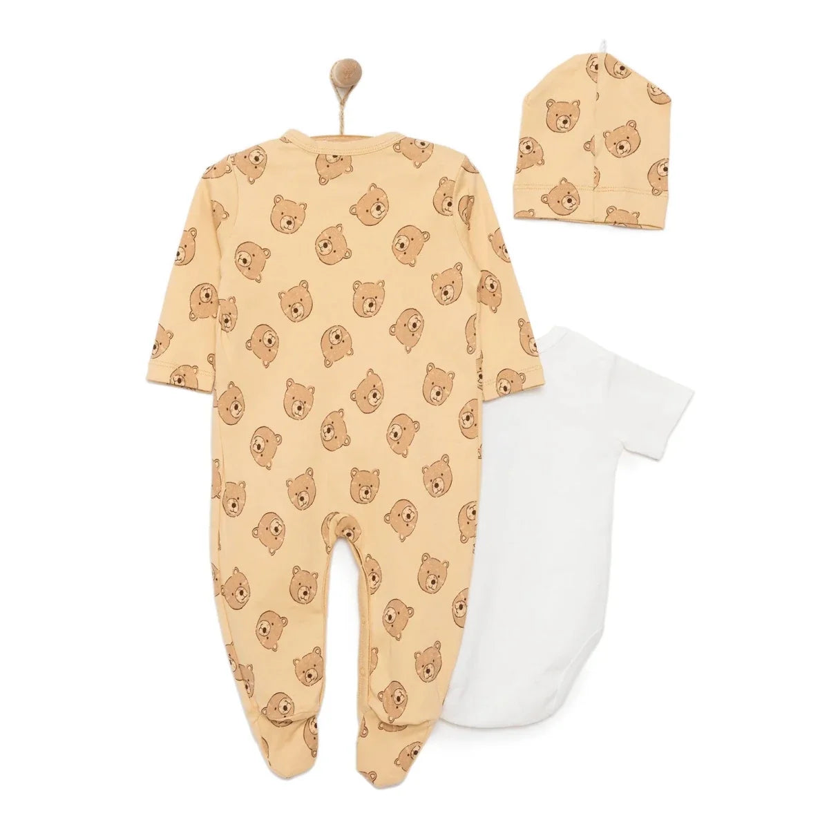 HelloBaby Boy Jumpsuit-Body-Hat - Beige