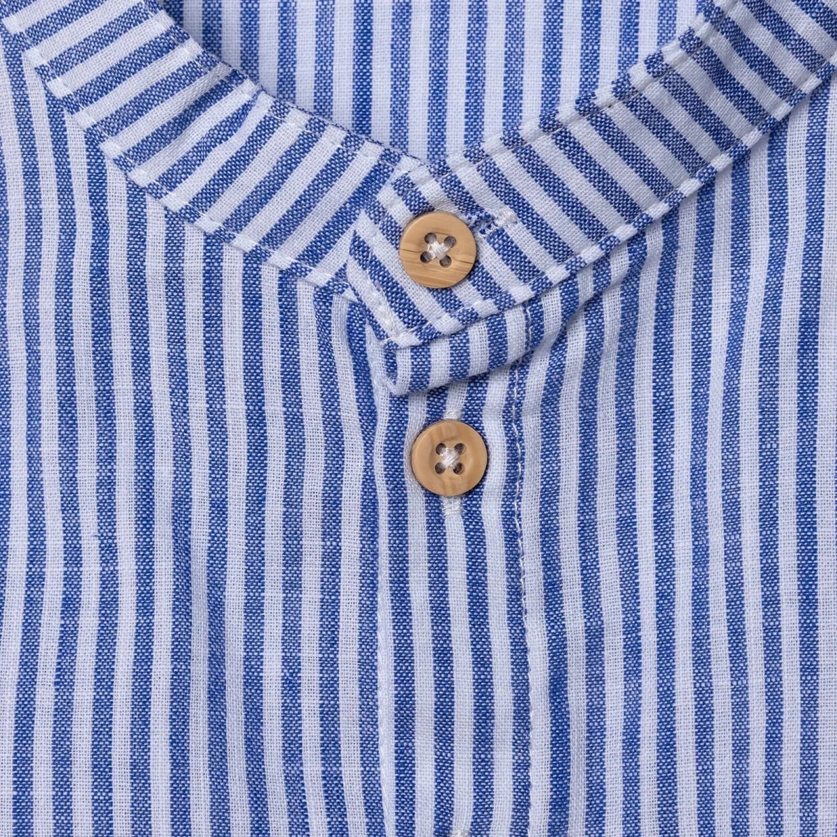 HelloBaby Boys Shirt & Shorts Set Striped Buttoned Smart Line Mandarin Collar Above the Knee Short S - Indigo