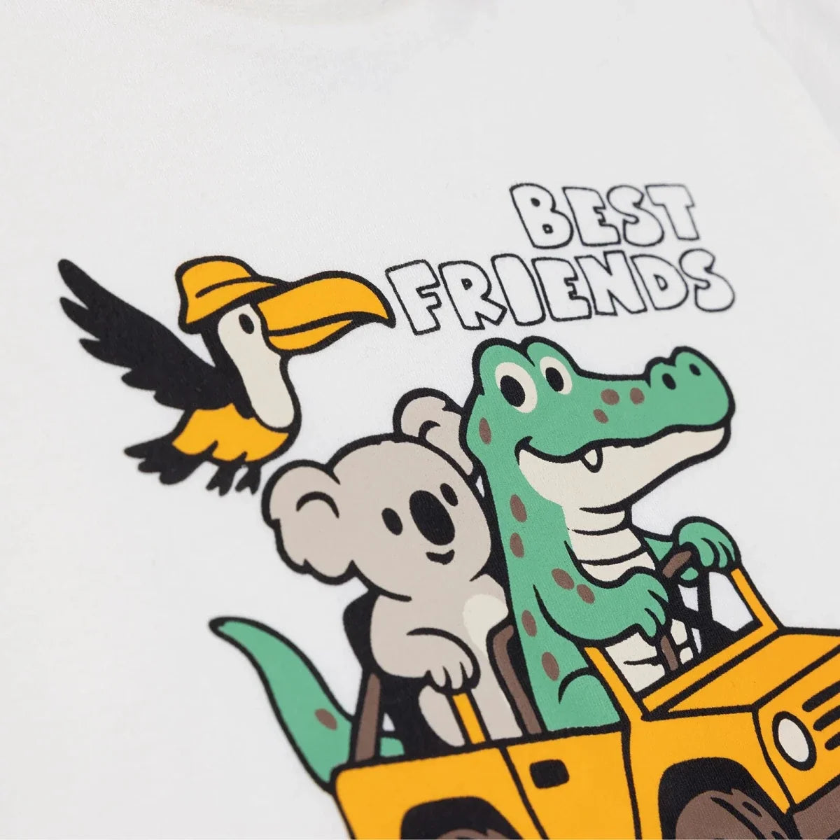 HelloBaby Boys T-shirt Animal Print Crew Neck Short Sleeve - Ecru