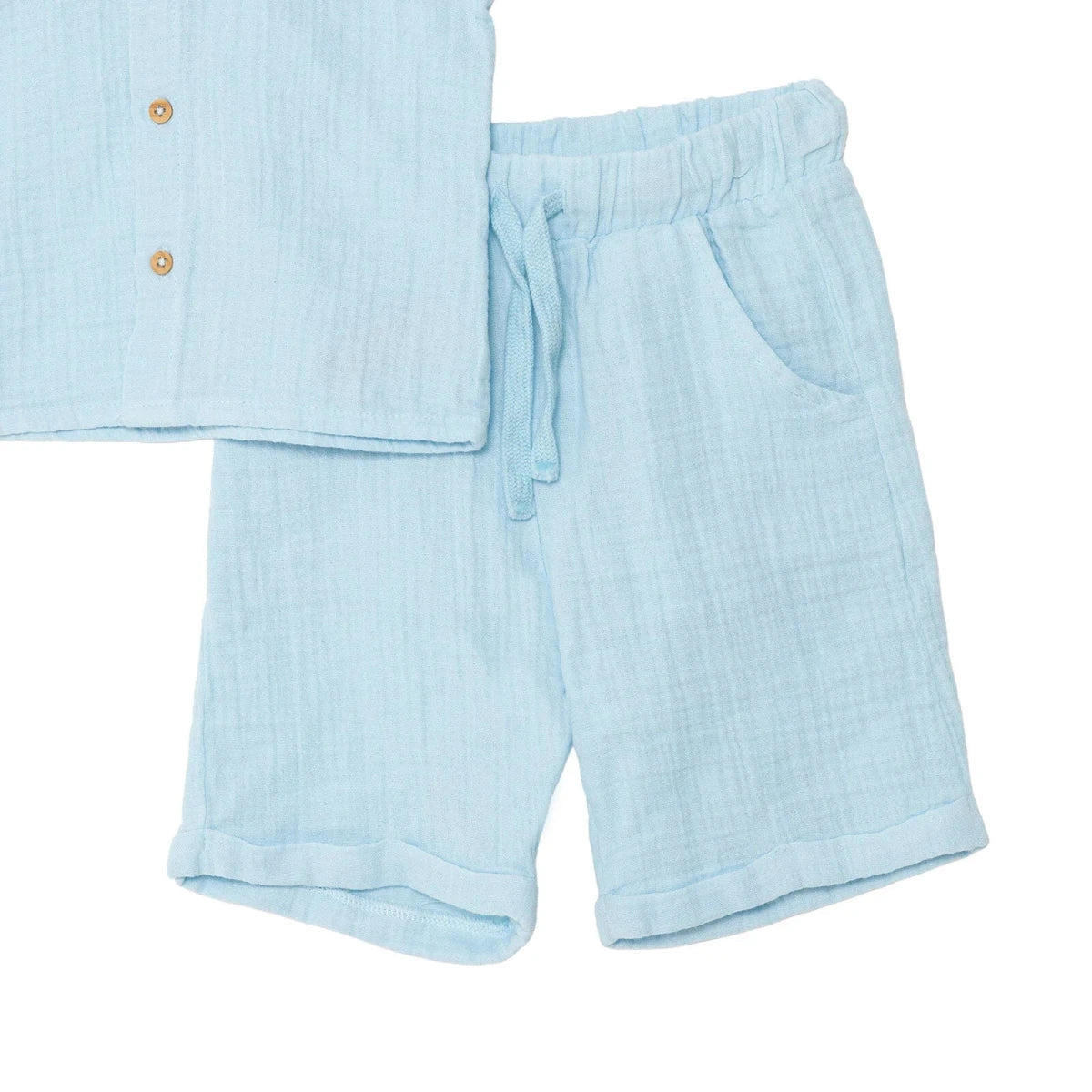 HelloBaby Boys Shirt & Shorts Set Buttoned Little Sailor Shirt Collar Above the Knee Short Sleeve - Blue