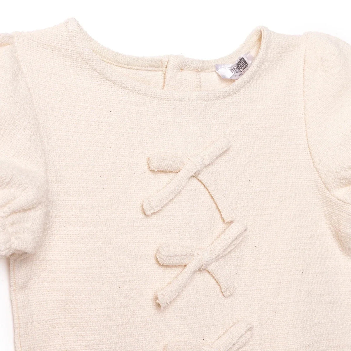 HelloBaby Girls Dress Bow Pastel Dreams Crew Neck Short Sleeve - Ecru