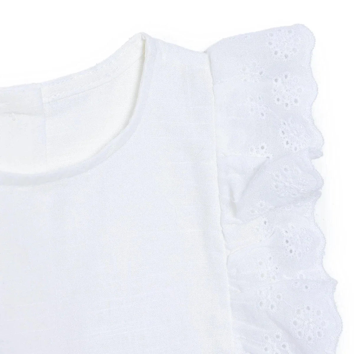 HelloBaby Girls Dress Buttoned Berry Belle Crew Neck Short Sleeve - Ecru
