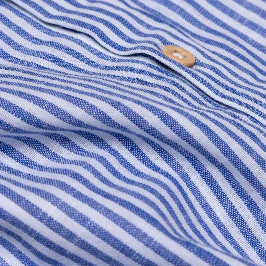 HelloBaby Boys Shirt & Shorts Set Striped Buttoned Smart Line Mandarin Collar Above the Knee Short S - Indigo