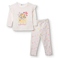 HelloBaby Girls Blouse & Leggings Set Pastel Dreams Crew Neck Full Length Long Sleeve - Ecru