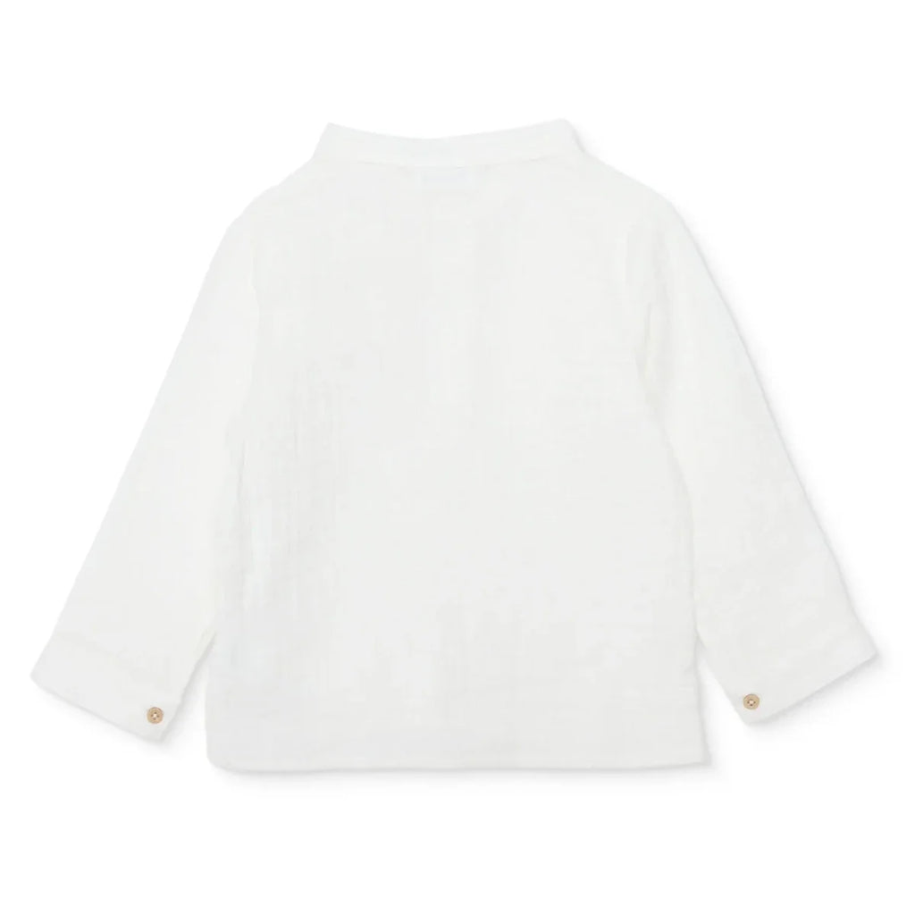 HelloBaby Boys Shirt Buttoned Little Sailor Mandarin Collar Long Sleeve - Ecru