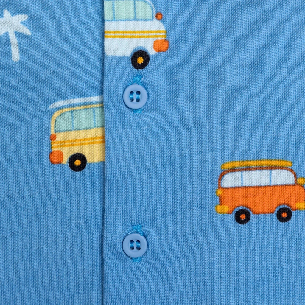 HelloBaby Boys Short Sleeve Pyjamas Set Vehicles with Buttons Peter-Pan Collar Short Leg Short Sleev - Blue