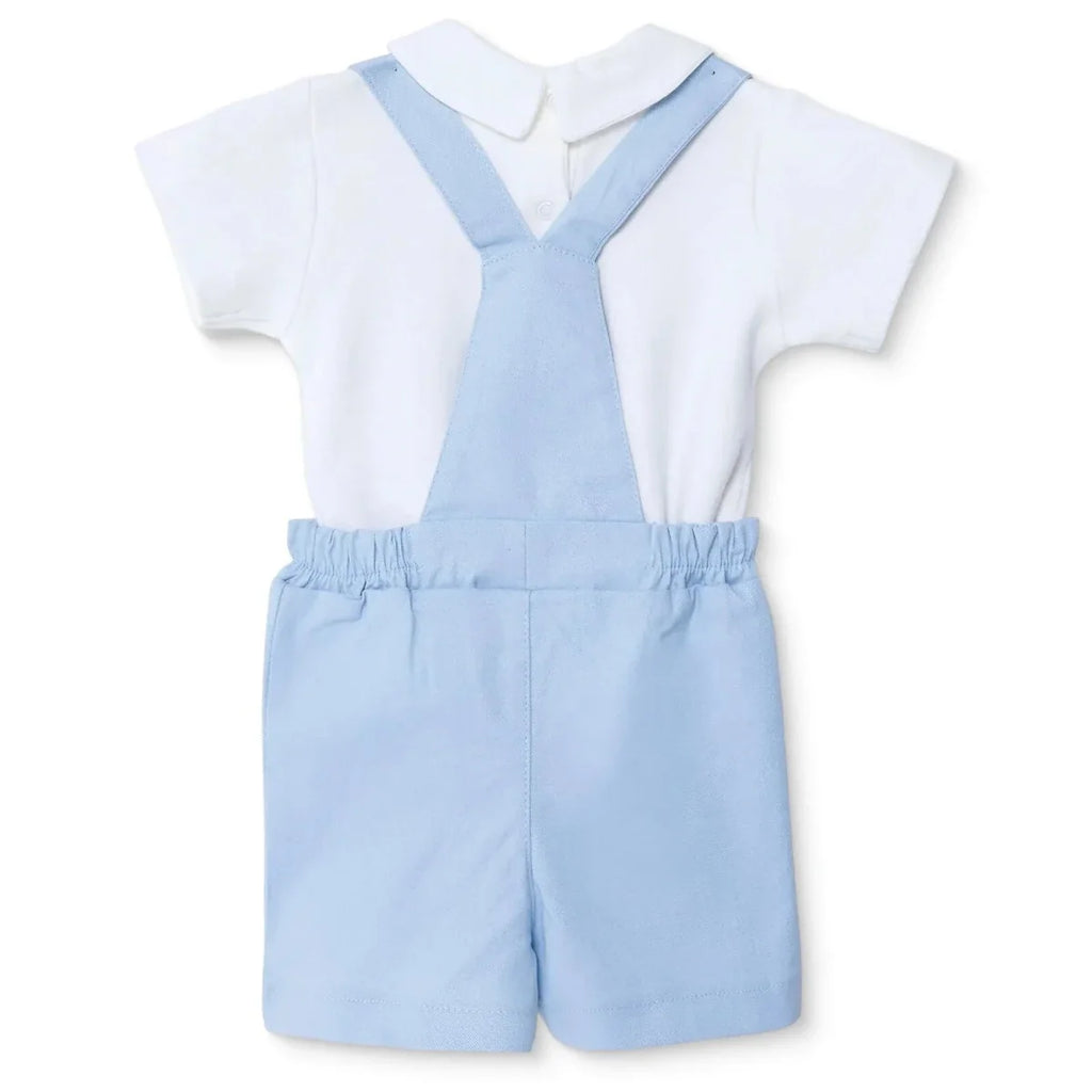 Bebetto Boys Short Dungarees & T-shirt Snap Fastening Little Boss Shirt Collar Short Length Short Sl - Blue
