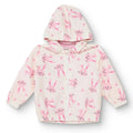 HelloBaby Girls Raincoat Flower Zip-up Hooded Long Sleeve - Ecru Printed