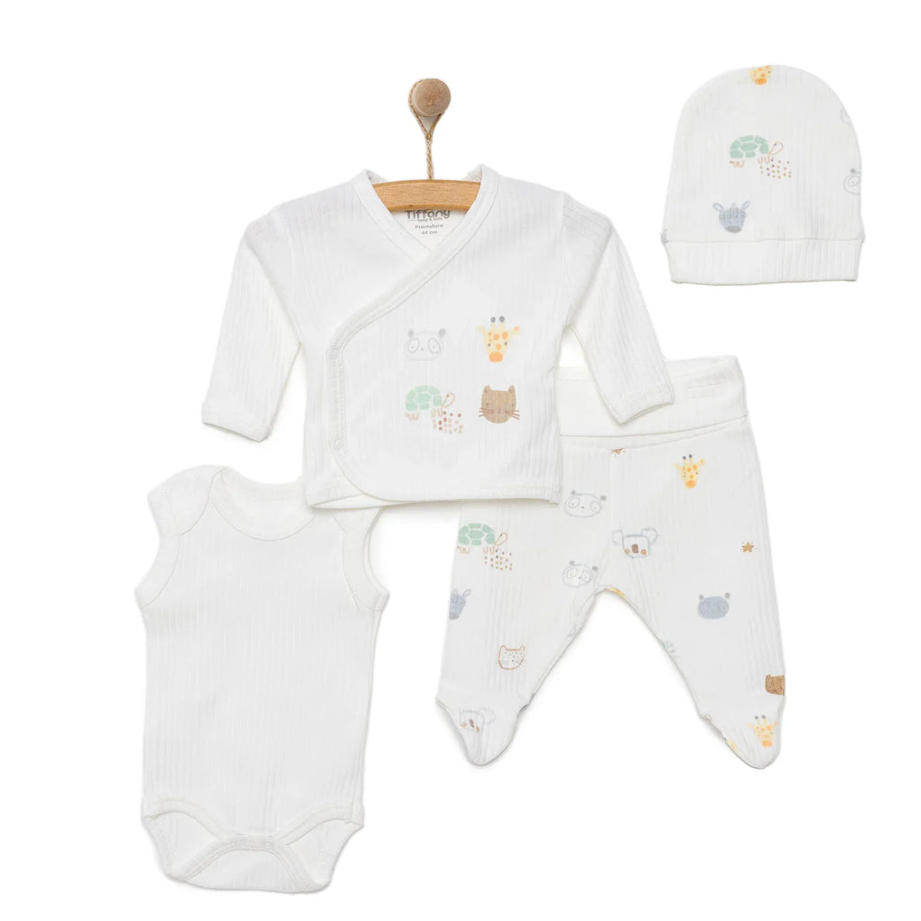 Tiffany 100% Cotton Tiny Baby Set - Ecru