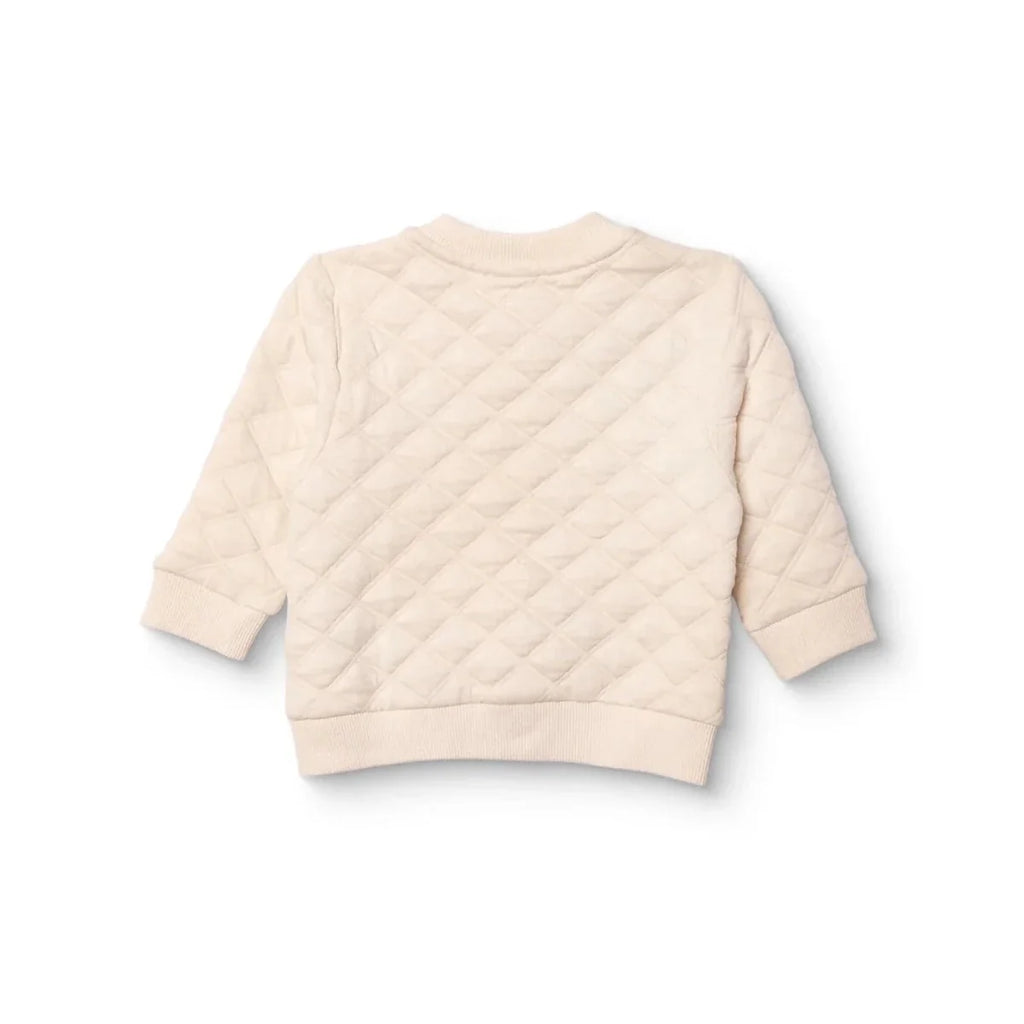 HelloBaby Boys Quilted Cardigan Zip Fastening Little Car Mandarin Collar Long Sleeve - Ecru