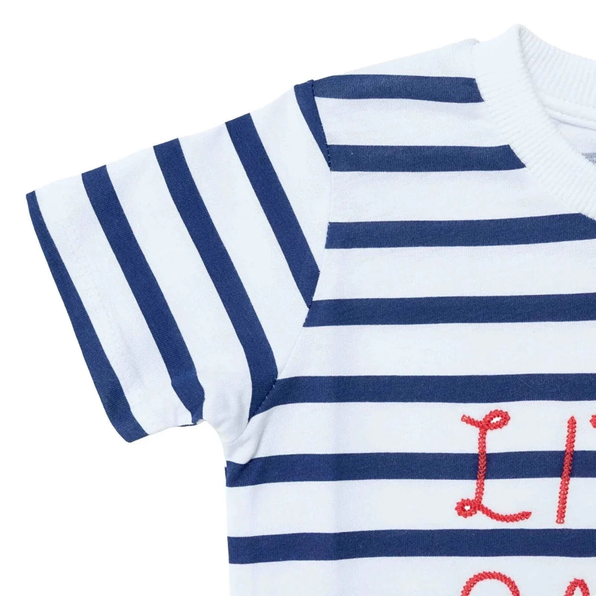 HelloBaby Boys T-shirt Nautical Print Little Sailor Crew Neck Short Sleeve - Navy Printed