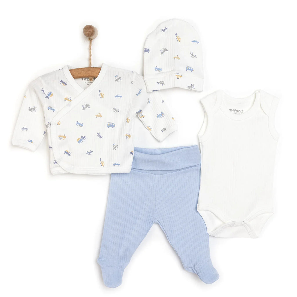 Tiffany 100% Cotton Tiny Baby Set - Ecru