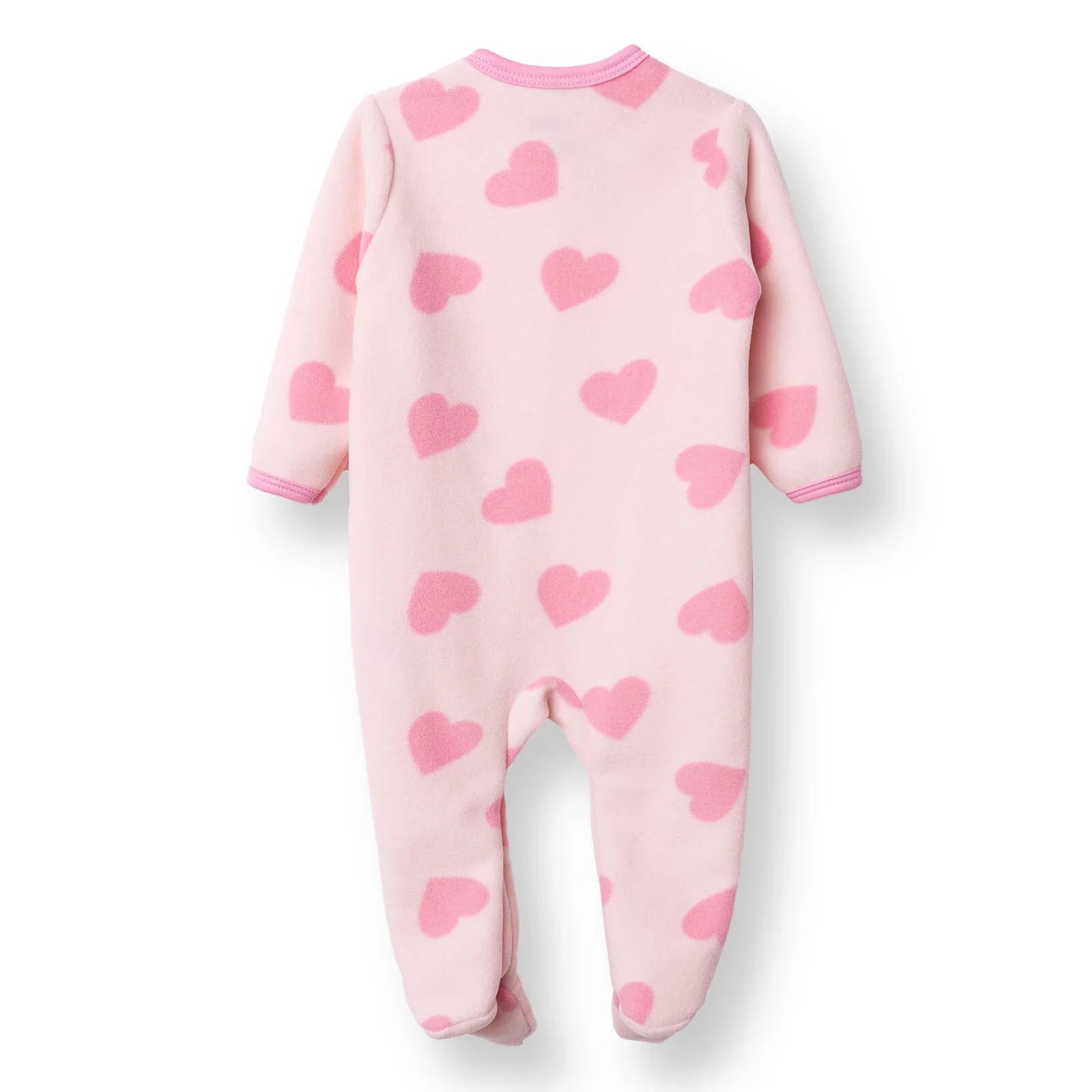 Baby Girl Fleece Footed Sleepsuit Animal Print Zip Fastening Hooded - Pink Printed