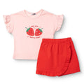HelloBaby Girls Blouse & Shorts Set Strawberry Print Berry Belle Crew Neck Short Length Short Sleeve - Pink