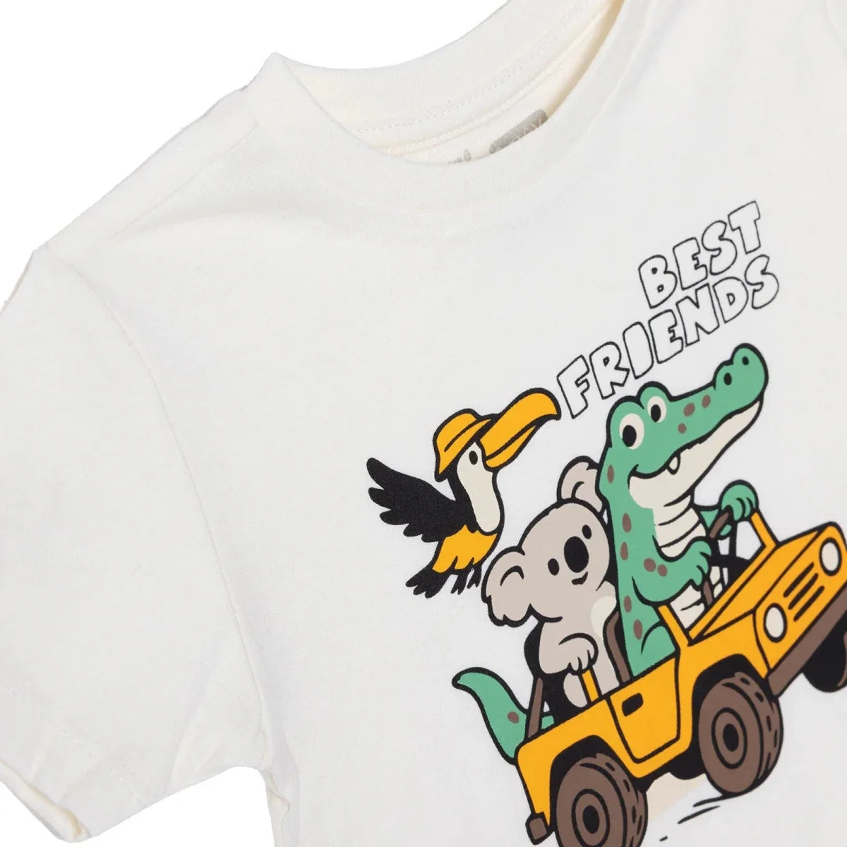 HelloBaby Boys T-shirt Animal Print Crew Neck Short Sleeve - Ecru