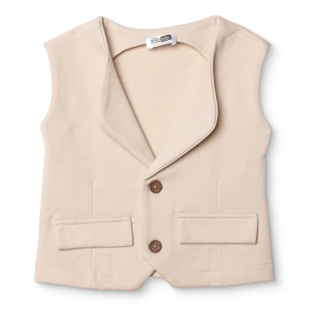 HelloBaby Boys Waistcoat Buttoned Smart Line V-Neck Sleeveless - Ecru