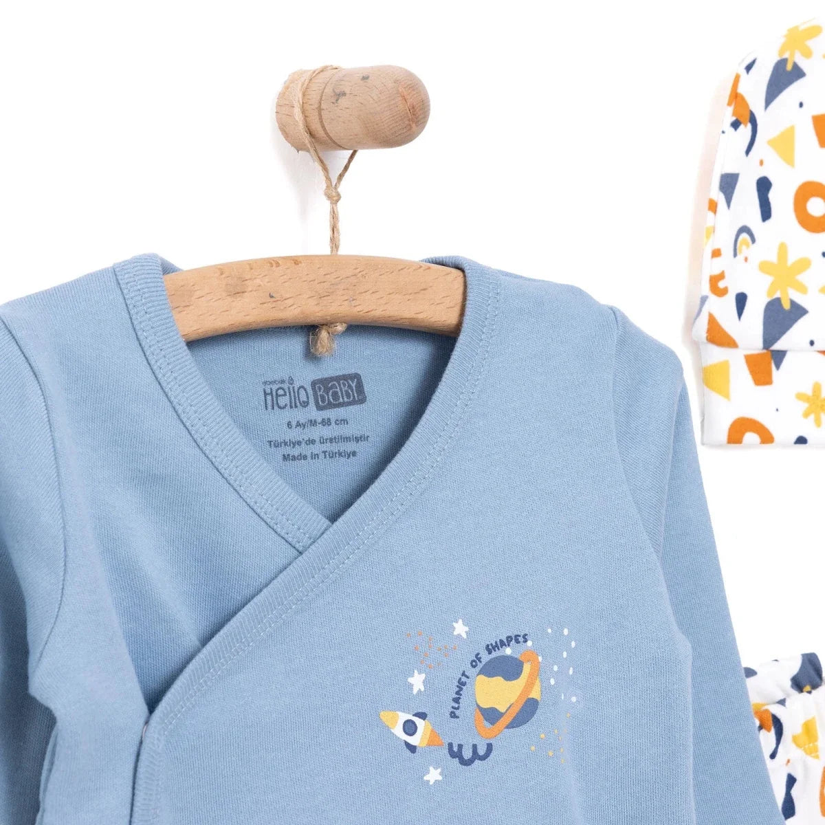 Newborn Baby Boy Onesie-Hat-Booted Bottom 3Pcs - Ecru