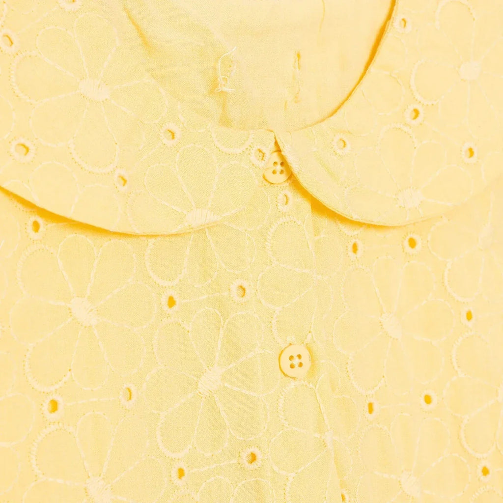 HelloBaby Girls Dress Buttoned Ditsy Flower Peter Pan Collar Short Sleeve - Yellow