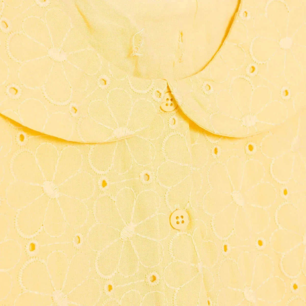 HelloBaby Girls Dress Buttoned Ditsy Flower Peter Pan Collar Short Sleeve - Yellow