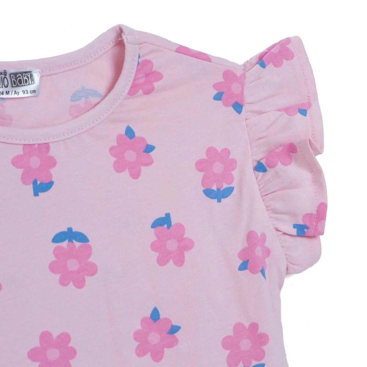 HelloBaby Girls Blouse & Leggings Set Floral Print Ditsy Flower Crew Neck Full Length Short Sleeve - Pink Printed