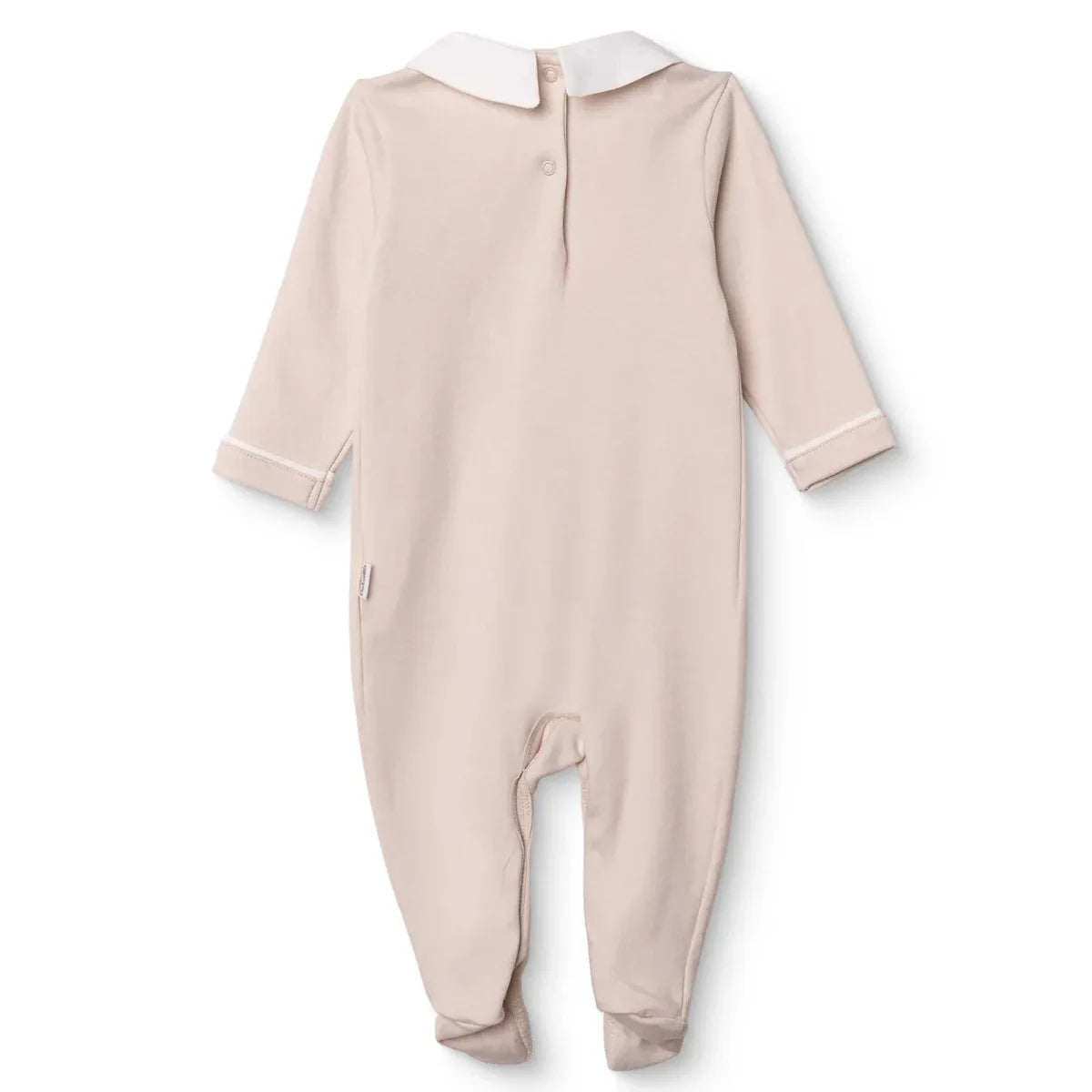 Bebetto Boys Footed Sleepsuit Snap Fastening Little Boss Shirt Collar Full Length Long Sleeve - Beige