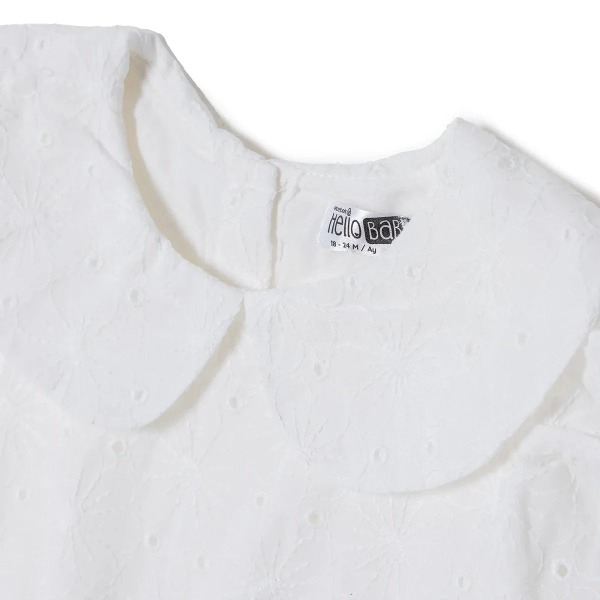 HelloBaby Girls Dress Berry Belle Peter Pan Collar Short Sleeve - White