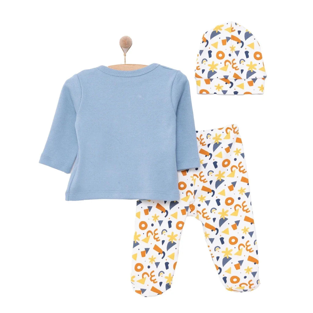 Newborn Baby Boy Onesie-Hat-Booted Bottom 3Pcs - Ecru