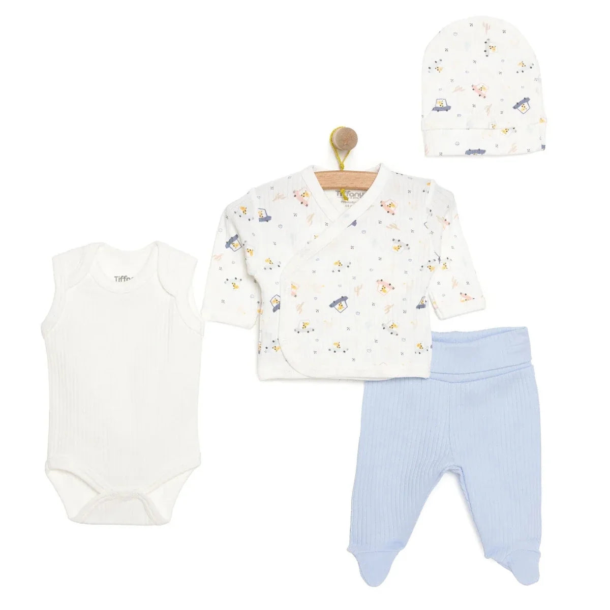 Tiffany 100% Cotton Tiny Baby Set - Ecru