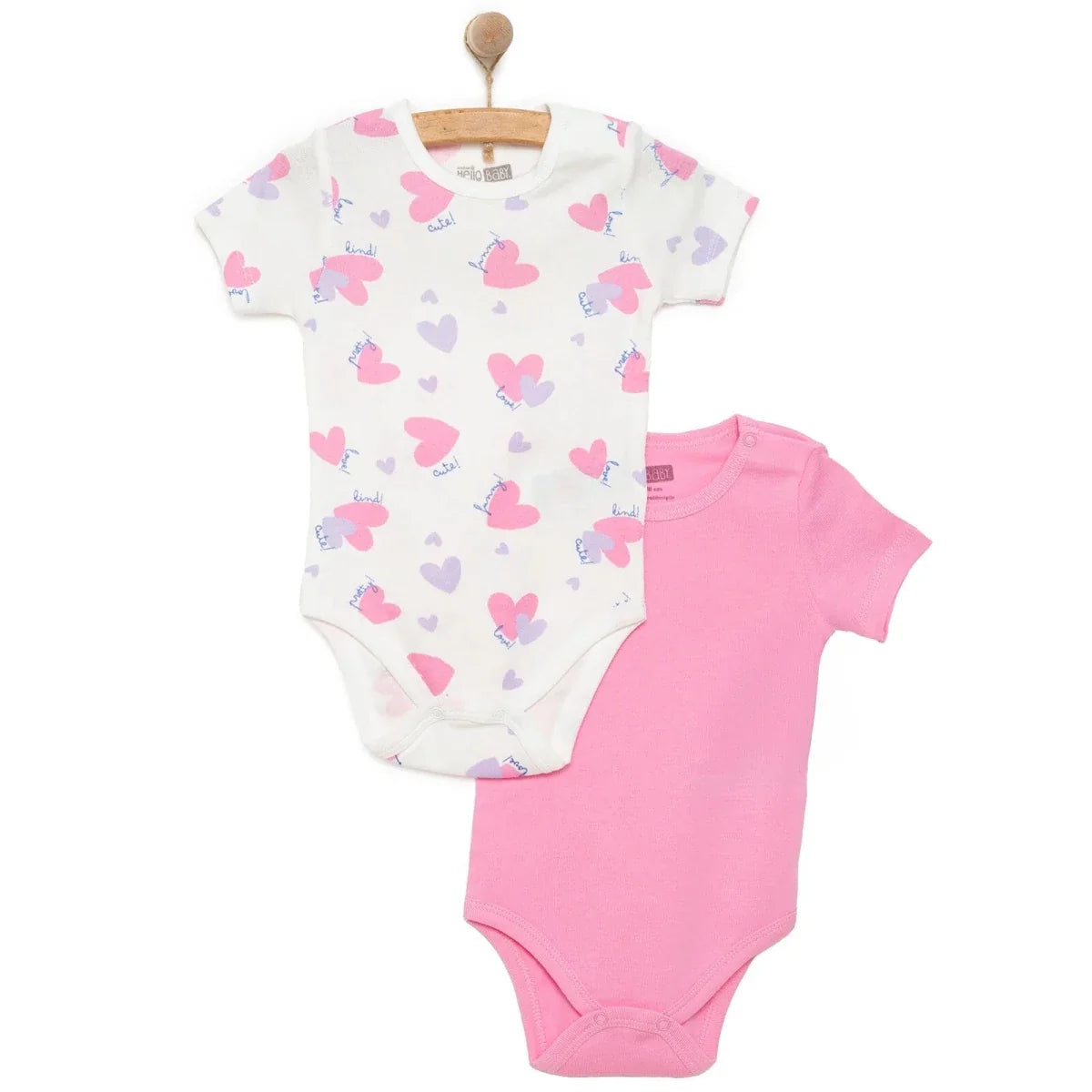 HelloBaby 2-Pack Short Sleeve Bodysuits Girls - Purple