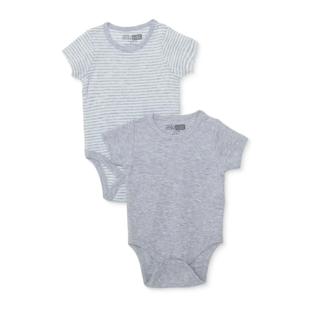 HelloBaby Boys Pack of 2 Short-Sleeve Bodysuits - Grey